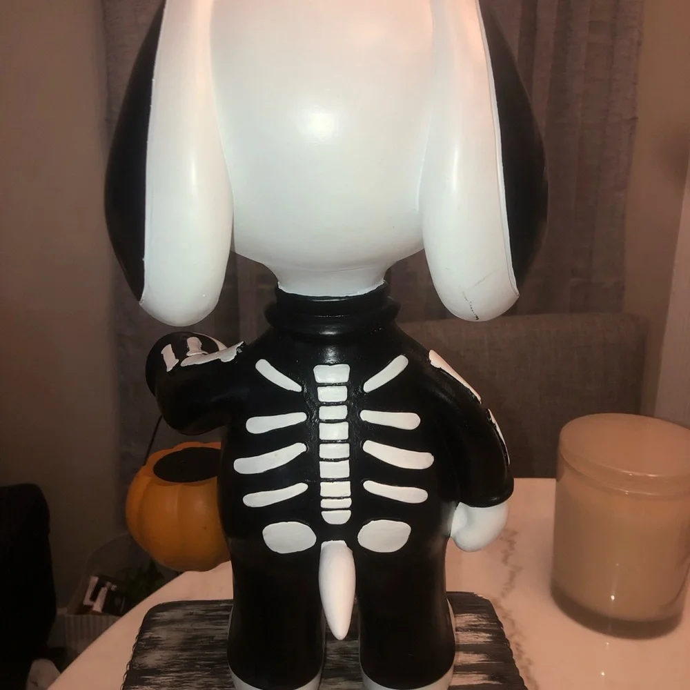 🎃 SNOOPY in a Skeleton Costume with Pumpkin Trick-or-Treat Pail